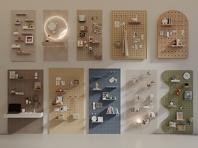 奶油风置物架 洞洞板 墙板 饰品摆件组合 入户墙饰