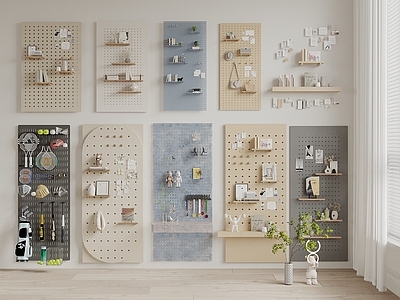 奶油风置物架 洞洞板 墙饰 装饰品摆件 入户墙饰