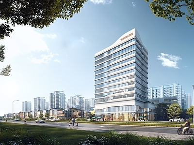 现代主义酒店建筑 现代风格酒店 简约办公建筑 酒店办公立面