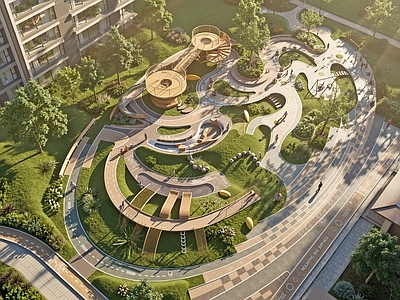 现代自然风儿童游乐空间 小区儿童活动空间 新中式小区景观 儿童乐园