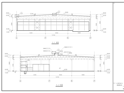 钢结构 机翼零件制造厂房 金属屋面 钢结构屋面 施工图
