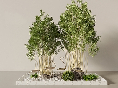 新中式景观庭院小品 竹子 青竹 庭院造景竹 景观石