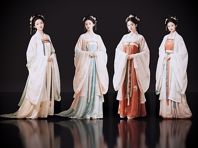 新中式多人 2D古装人物 古装美女 古代优伶 古典美人 影视角色
