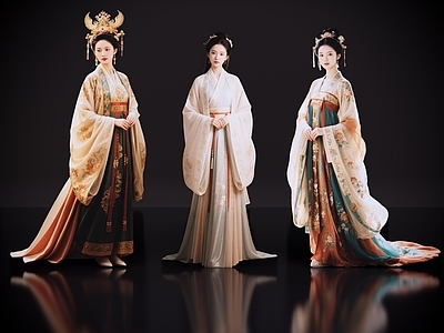 新中式多人 2D古装人物 古装美女  古代优伶 古典美人  影视角色