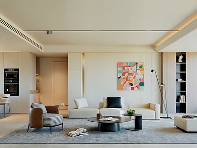 现代简约客餐厅 客餐厅 客厅 沙发茶几组合 餐桌椅 茶几