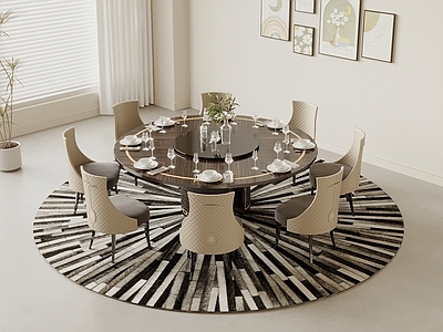 现代轻奢餐桌椅 法式简欧餐桌椅 圆形餐桌椅