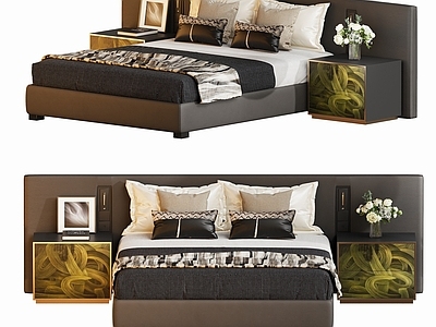 意式轻奢双人床 卧室轻奢双人床品