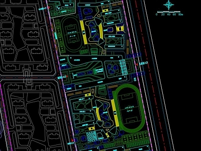 现代学校建筑 中小学总平面 高中总平面 教学楼 风雨操场 宿舍楼 施工图