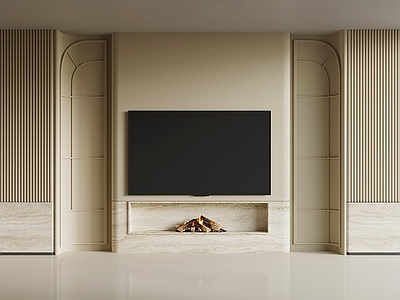 奶油风电视背景墙