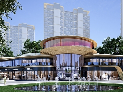 现代售楼处建筑 售楼处展示区 沿街商业 酒店 办公住宅