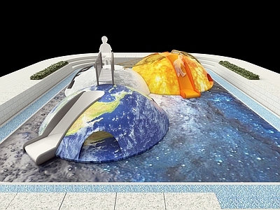 宇宙主题童趣风格公园绿地装置 儿童游乐区 天文天体