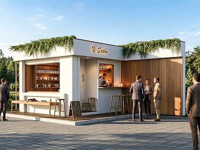 现代简约小公建 公园小酒吧咖啡店 小商业 现代咖啡馆小酒吧