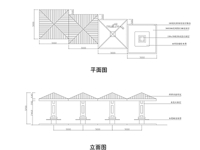 现代亭子 廊亭 施工图