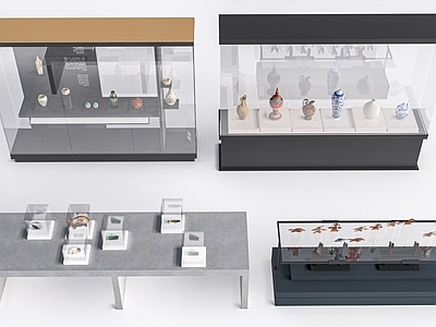 现代简约陶瓷展厅 现代玻璃展柜 玻璃展台  博物馆展台  展厅展柜