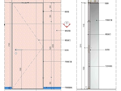 综合门节点 硬包饰面构造暗门 施工图