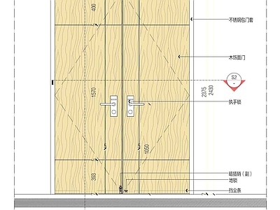 综合门节点 木饰面平开门 施工图