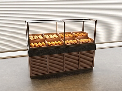 现代简约甜品面包店 复古中古面包店 面包货柜面包货架 中古面包边柜 面包店蛋糕店货柜 面包堆头面包陈列