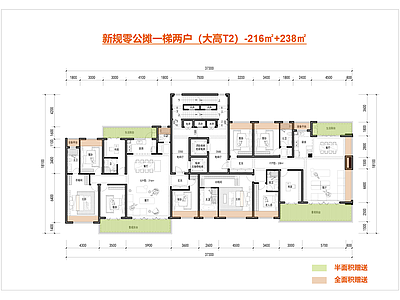 高层住宅 T2大平层户型 一梯两户户型 豪宅户型 新规零公摊户型 全景舱户型 施工图