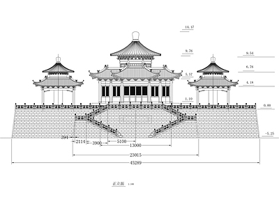 中式亭子 碑亭正立面 施工图