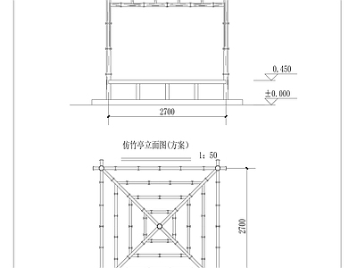 中式亭子 仿竹亭 施工图