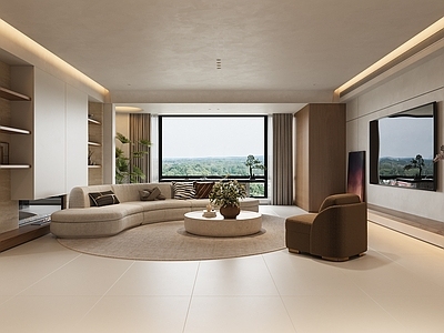 奶油风家居客厅 现代简约极简客厅