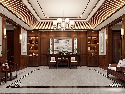 新中式宋式客厅 中式客厅 中堂 中式餐厅 中式卧室 红木家具