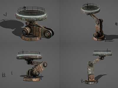 工业设备 赛博朋克机械悬臂 工业机械观测台 科幻升降机 机械悬臂平台 未来工业场景