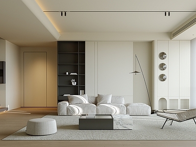 奶油风挑空客厅 现代意式客餐厅 复式客餐厅 沙发组合