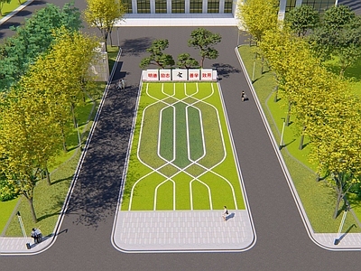 新中式教育校园景观 学习景观 入口景观 中心景观