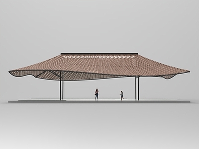 现代主义雨棚 竹编构筑 乡土凉亭 竹景观 茶田景观 乡村景观