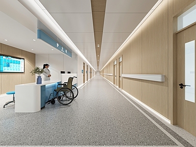 现代简约医院 医院过道护士站