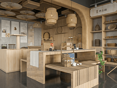 新中式其他商业空间 新中式竹艺编织店