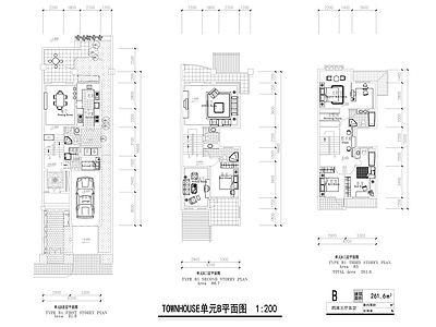 现代别墅建筑 联排别墅 施工图