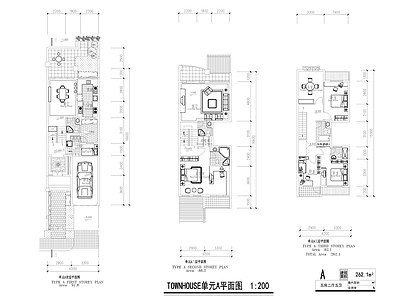 现代别墅建筑 联排别墅 施工图