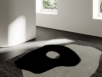 极简地毯 现代地毯 黑白极简地毯 宋式地毯