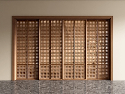 新中式推拉门 中古风推拉门 编藤推拉门 复古推拉门 推拉门