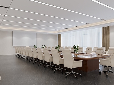 现代简约会议室 现代大型会议室 贵宾接待室 无主灯设计 会议桌