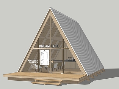 北欧餐饮建筑 木结构咖啡厅 营地咖啡厅 三角咖啡厅 快闪店 餐饮空间