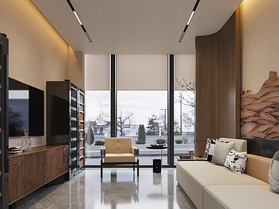 现代轻奢别墅客厅