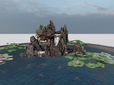 新中式景观假山 假山 锦鲤 竖峰假山 英石假山