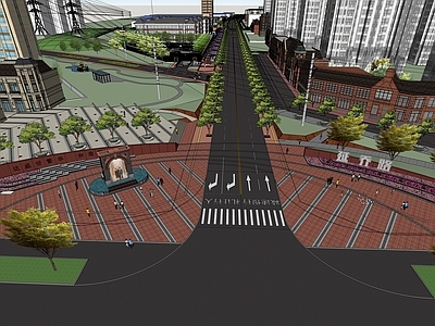 新古典主义广场景观 红色主题 环境提升 文化景观节点 城市更新 街区改造