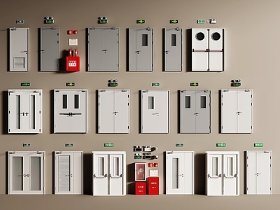 现代简约门组合 现代消防门 消防门 双开门 单开门 子母门