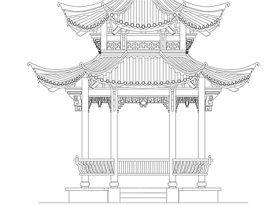 中式亭子 廊亭 施工图