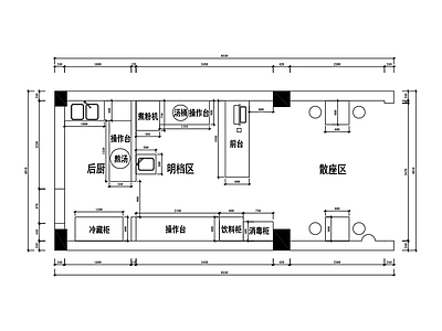 现代其他餐饮空间 粉面店布置图 餐饮店布置图 早餐店布置图 施工图