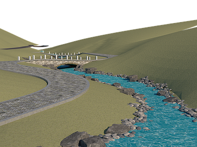 新中式景观溪流