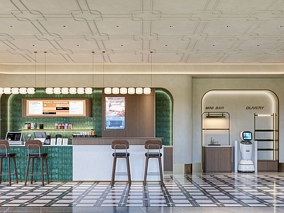 奶油风酒店大堂