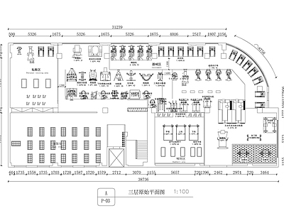 现代健身房 健身房平面图 施工图