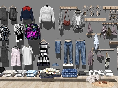 现代简约衣服 服装展示 服装挂衣架