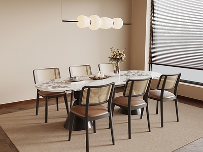 奶油风餐桌椅 法式复古风餐桌椅