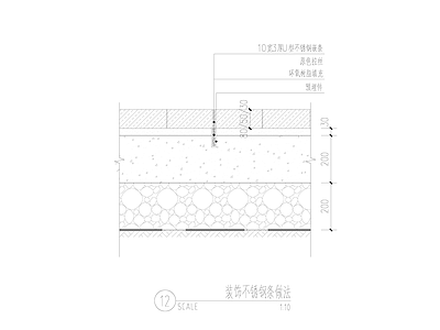 地面综合节点 装饰不锈钢条做法 施工图